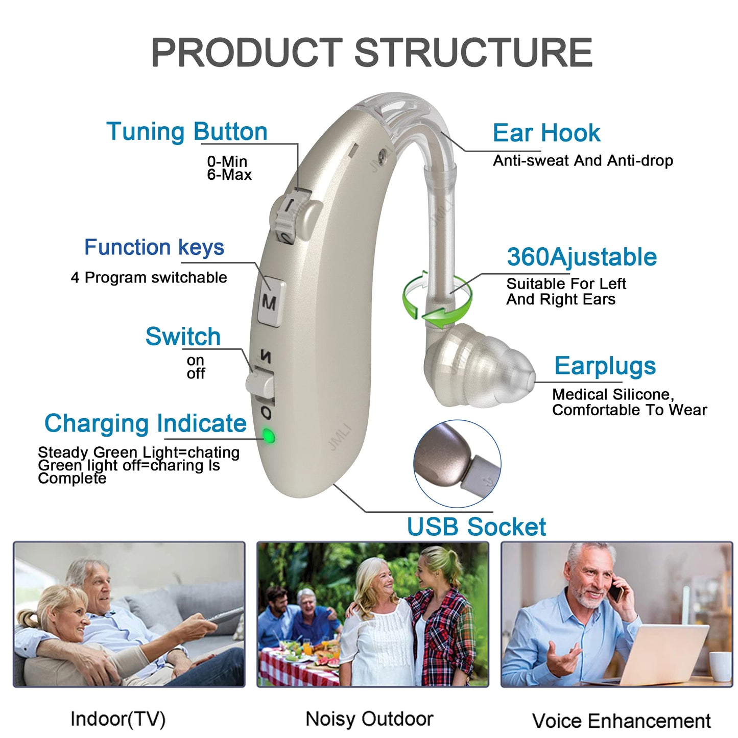 Rechargeable Portable Hearing Aid